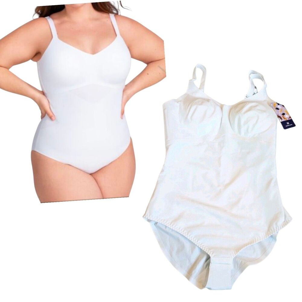HONEYLOVE NWT XL BETTER BODYSUIT Mapped Compression Wireless Lift White Stretch
